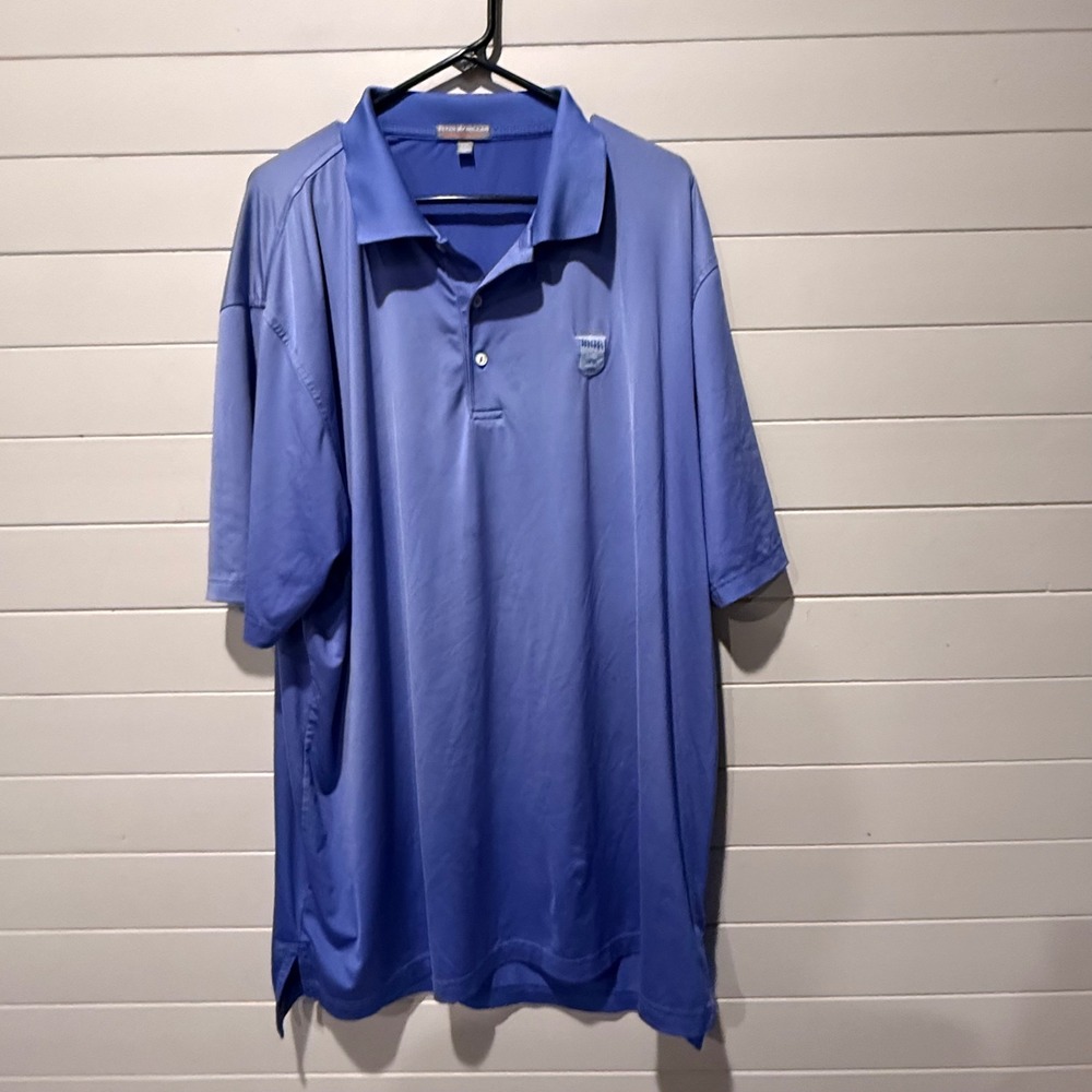 Peter Millar Summer Comfort Mens XXL Blue WGA Crest Performance Golf Polo Shirt